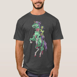 T-shirt Halloween Zombie Pin Up Femme et Unicorne