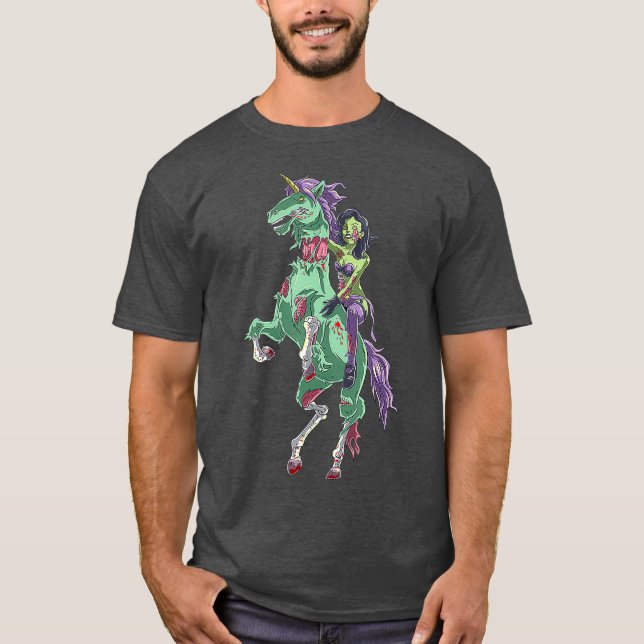 T-shirt Halloween Zombie Pin Up Femme et Unicorne (Devant)