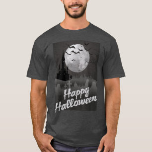 T-shirt HalloweenLune et Château dans la nuit