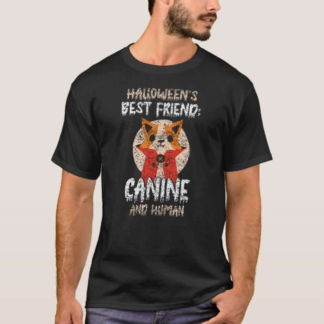 T-shirt Halloween's Best Friend Canine And Human Cute Hall (Devant)