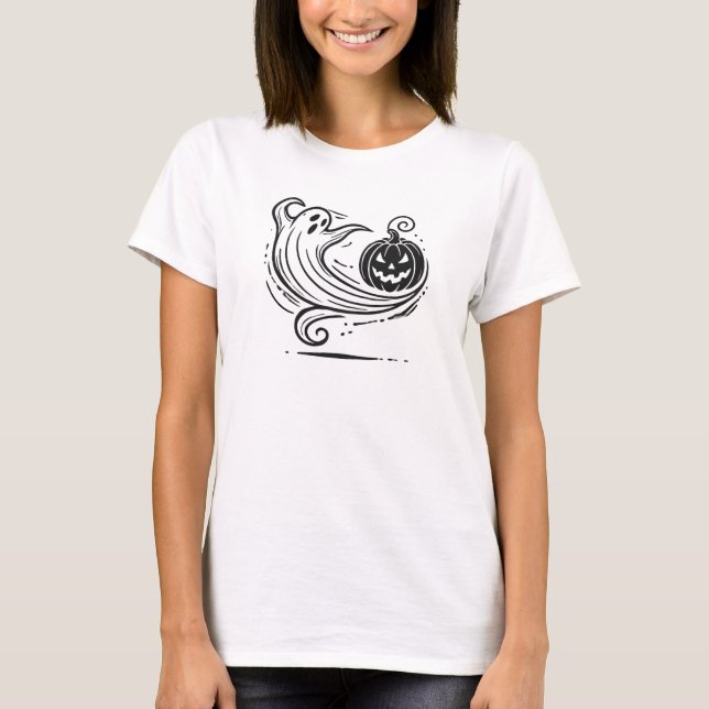 T-shirt Hallowen ghost design citrouille (Devant)