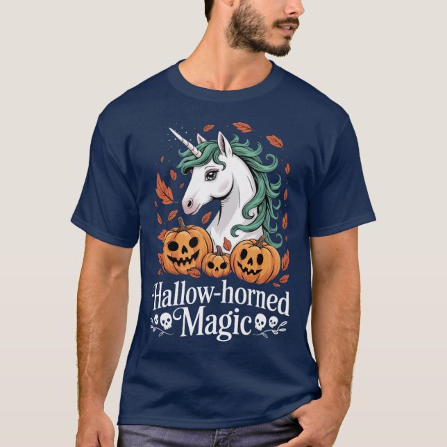T-shirt HallowHorned Magic Spooky Halloween Unicorn retro (Devant)