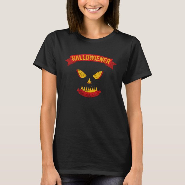 T-shirt Hallowiener   Halloween pumpkin 4 barbecue fans (Devant)