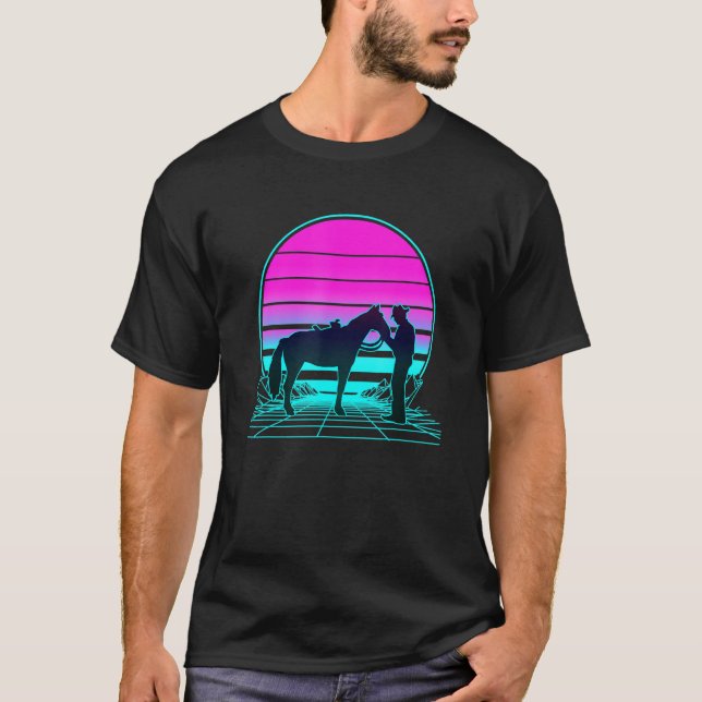 T-shirt Halter Cheval vintage Retro Sunset (Devant)