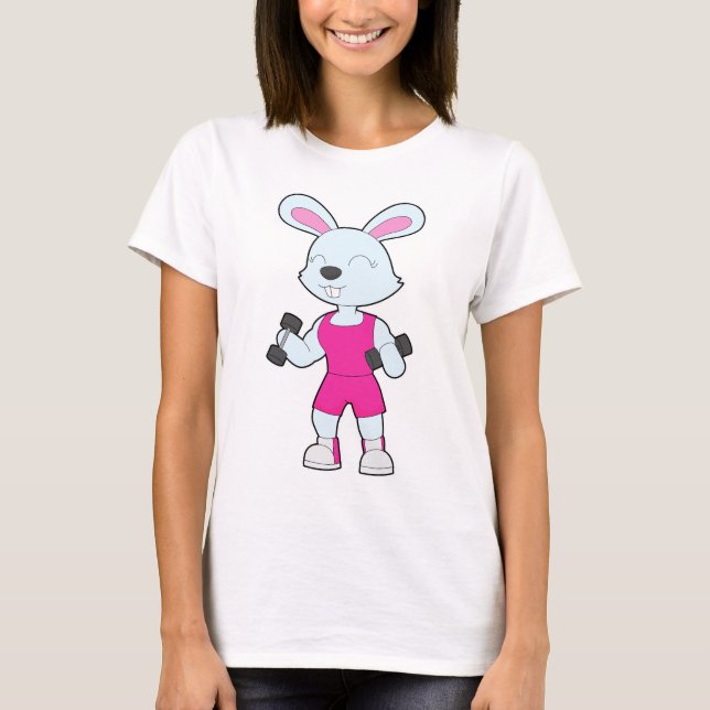 T-shirt Haltères de musculation Bodybuilder Lapin (Devant)