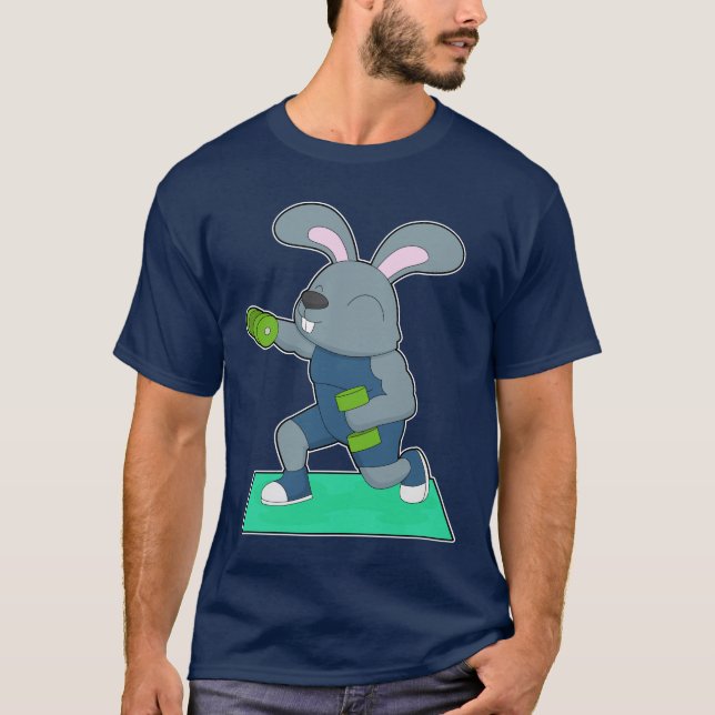 T-shirt Haltères de musculation de bodybuilder de lapin (Devant)