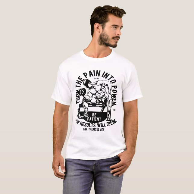T-shirt Haltérophile Transforme la Douleur en Puissance (Devant entier)