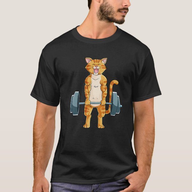 T-shirt Haltérophilie de chat Powerlifting Levage de poids (Devant)