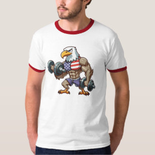 T-shirt haltérophilie patriotique américaine aigle chauve