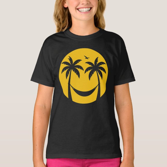 T-shirt Hamac Tropical Sunset - Plage Minimale de palmiers (Devant)