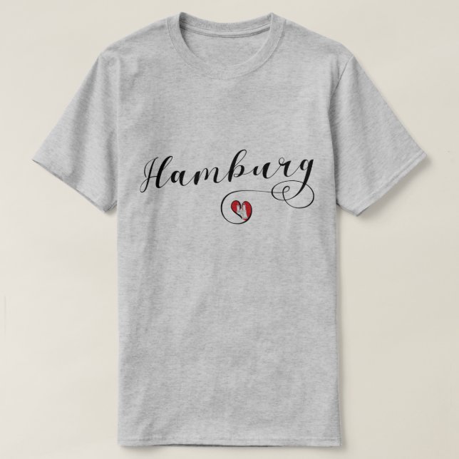 T-shirt Hambourg Drapeau En Coeur, I Love Hamburg (Design devant)