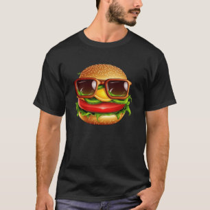 T-shirt Hamburger Avec Lunettes De Soleil Mignonne Pour Le