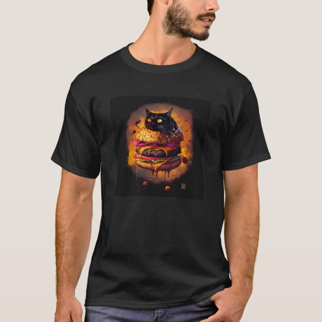 T-shirt Hamburger Black Cat Gaming (Devant)