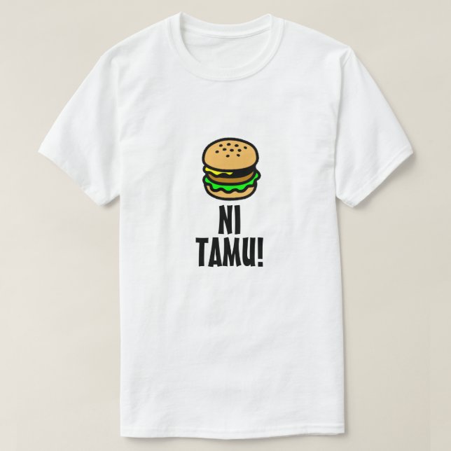 T-shirt Hamburger et délicieux en swahili (ni tamu) (Design devant)