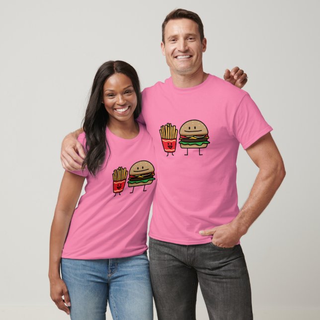 T-shirt Hamburger et Fries fast food bun junk frit chaud (Unisexe)