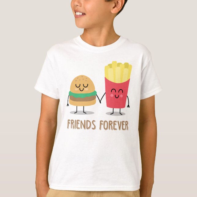 T-shirt Hamburger et frites meilleur ami (Devant)