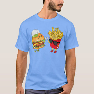 T-shirt Hamburger Frites High Five Cool Fun Combo Snacks F