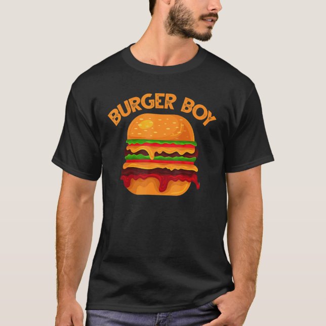 T-shirt Hamburger Grilling Burger Livraison de garçon Guy  (Devant)