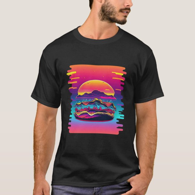 T-shirt Hamburgers Synthwave 80s Retrowave Aesthetic (Devant)