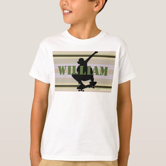 T-shirt HAMbWG - Okra Stripe avec Skateboarder (Devant)