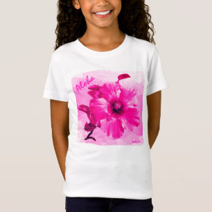 T-Shirt HAMbyWG - Hibiscus d'Hawaiin rose vif pour fille