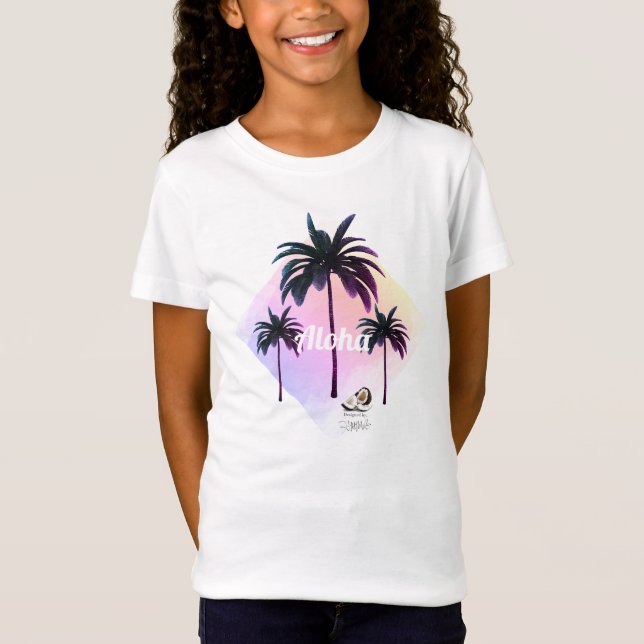 T-Shirt HAMbyWG Thème Hawaiin de la fille Palmiers (Devant)
