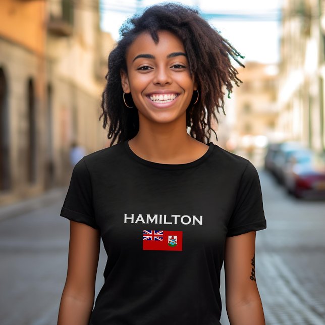 T-shirt Hamilton Bermuda Pays Drapeau Couleur foncée (Créateur téléchargé)