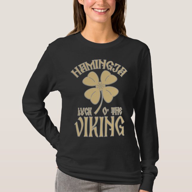 T-shirt Hamingja Luck o the Viking Shamrock Aegeshjalmur V (Devant)