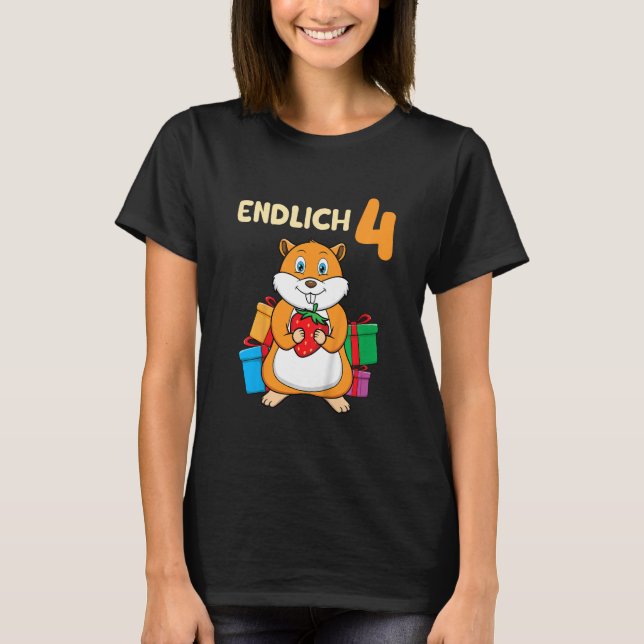 T-shirt Hammam pour enfants de 4e anniversaire avec fraise (Devant)