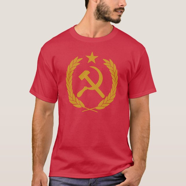 T-shirt Hammer and Sickle - Yellow Communist Emblem (Devant)