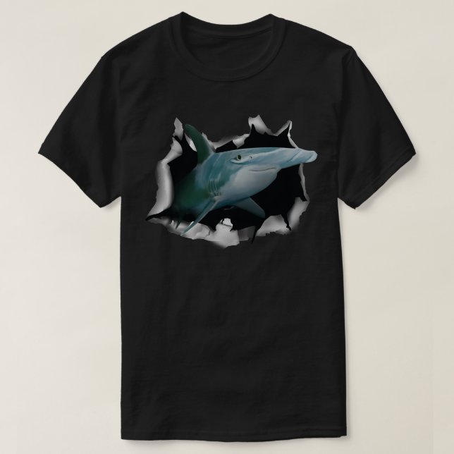 T-shirt Hammerhead Shark Breaking Clothes Shark Outfit Gif (Design devant)