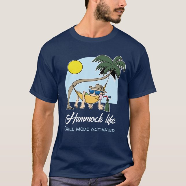 T-shirt Hammock Life Chill Mode Activé Drôle Cartoon (Devant)