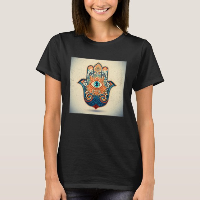 T-shirt Hamsa Hand Eye Illustration Lucky Unique Palm Wome (Devant)