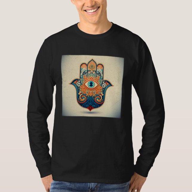 T-shirt Hamsa Hand Eye Illustration Lucky Unique Palm Wome (Devant)