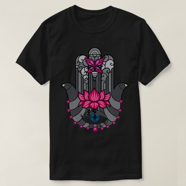 T-shirt Hamsa Main Fatima Bonne chance Oeil (Design devant)