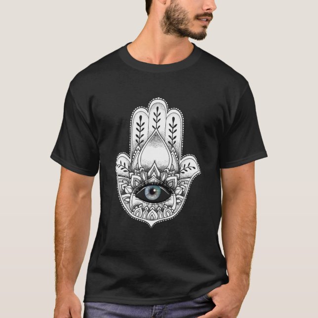 T-shirt Hamsa Main Yogi Main Hams Amulet Bonne Chance Char (Devant)