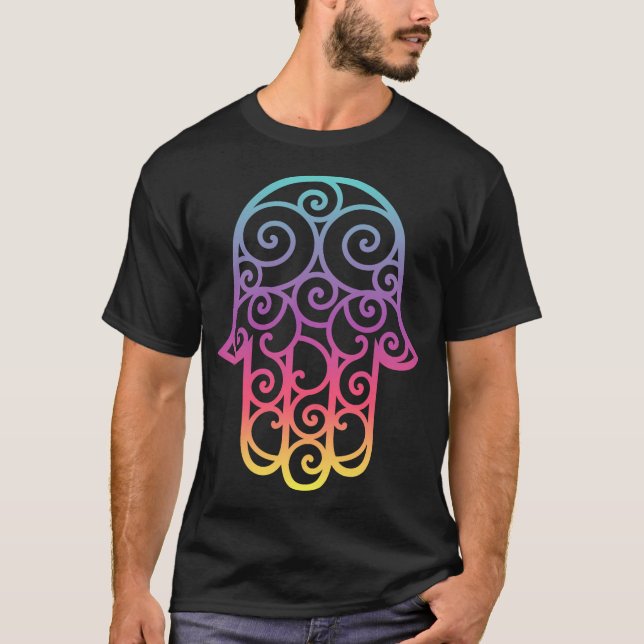 T-shirt Hamsa spirale colorée (Devant)