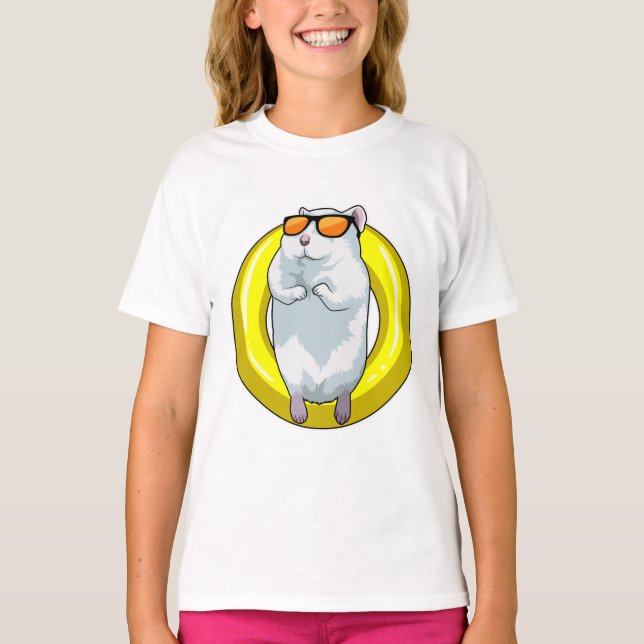 T-shirt Hamster à la natation avec anneau de natation (Devant)
