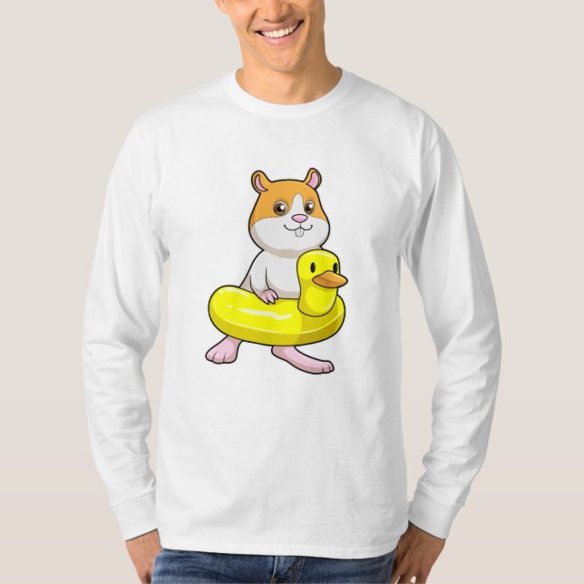 T-shirt Hamster à la plage avec canard comme anneau de nag (Devant)