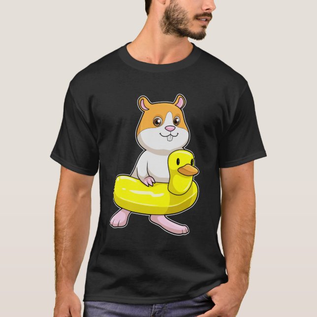 T-shirt Hamster à la plage avec canard comme anneau de nag (Devant)