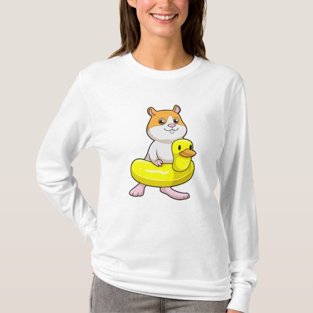 T-shirt Hamster à la plage avec canard comme anneau de nag (Devant)