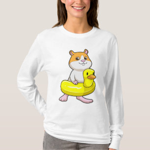 T-shirt Hamster à la plage avec canard comme anneau de nag