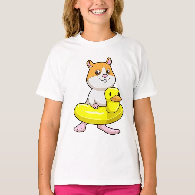 T-shirt Hamster à la plage avec canard comme anneau de nag (Devant)