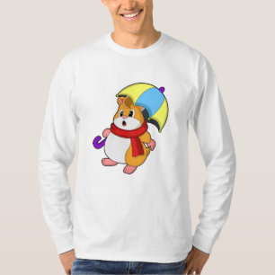 T-shirt Hamster à la pluie avec parapluie