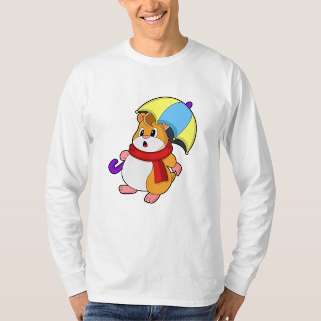 T-shirt Hamster à la pluie avec parapluie (Devant)