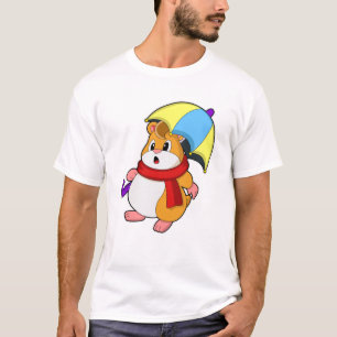 T-shirt Hamster à la pluie avec parapluie