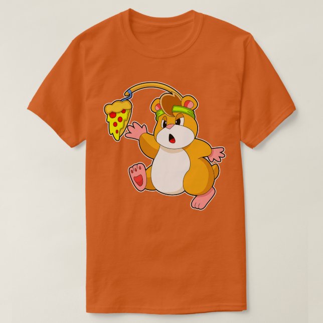 T-shirt Hamster à manger avec pizza (Design devant)