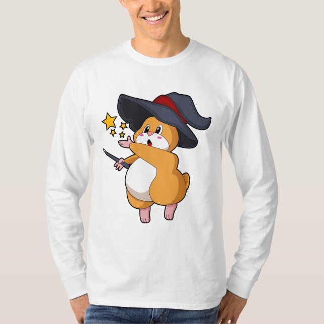 T-shirt Hamster as Wizard with Magic mur (Devant)