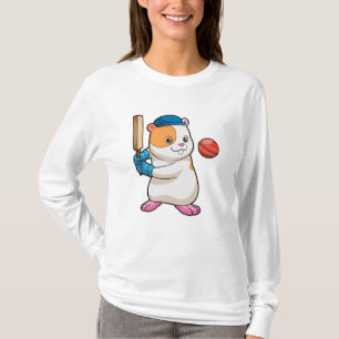 T-shirt Hamster au cricket avec batte de cricket & Casquet