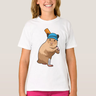T-shirt Hamster au cricket avec chauve-souris de cricket